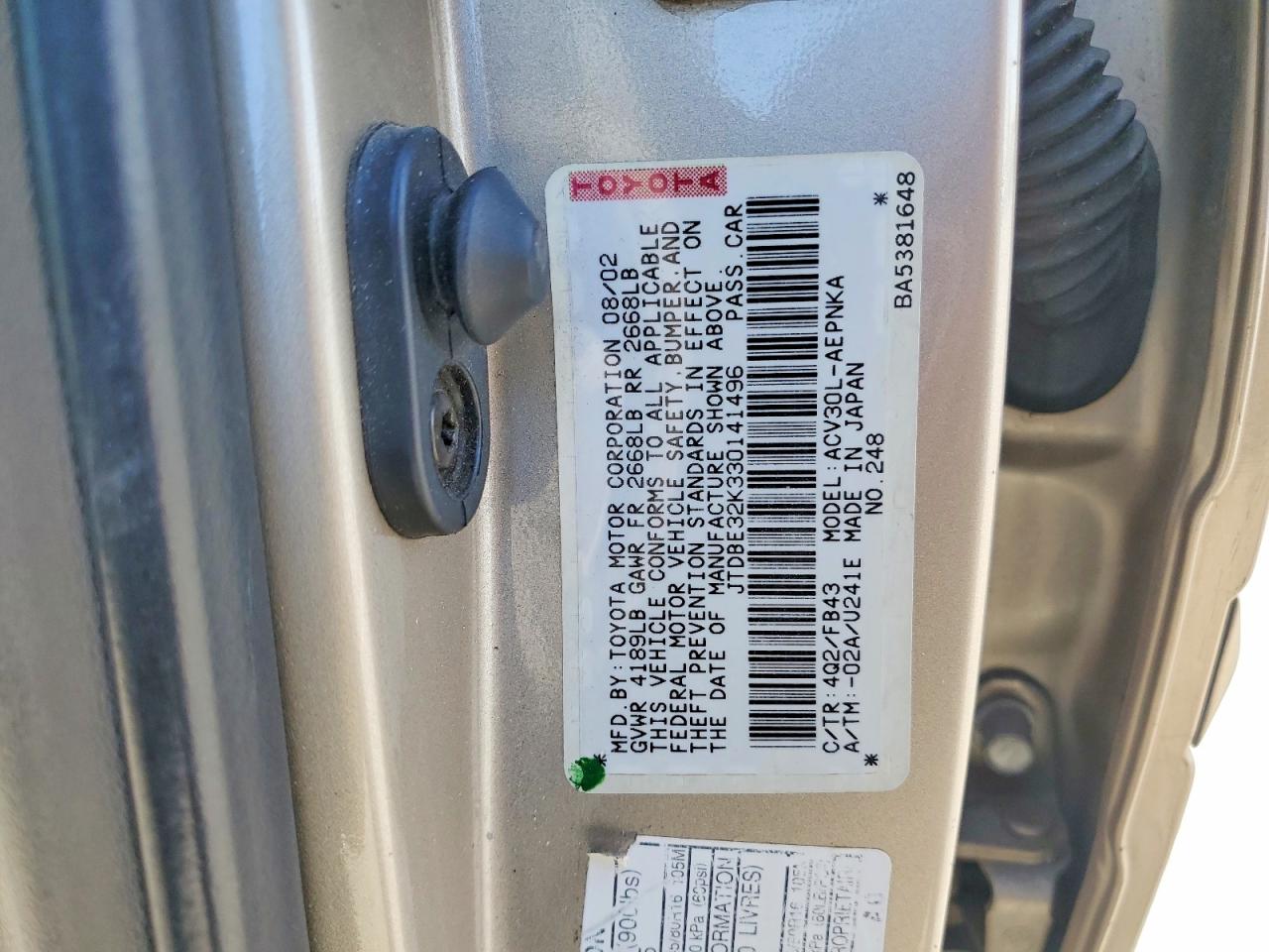 2003 TOYOTA CAMRY LE photo 23