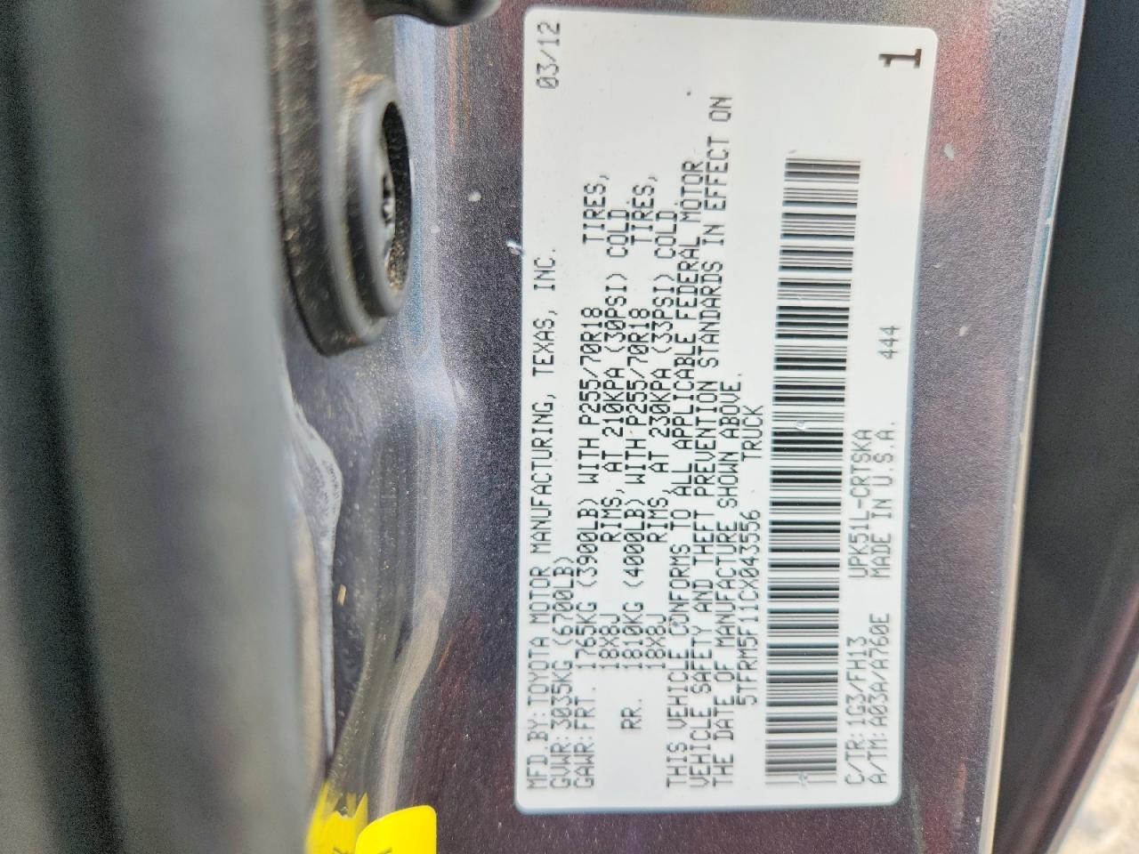 2012 TOYOTA TUNDRA DOUBLE CAB SR5 photo 12