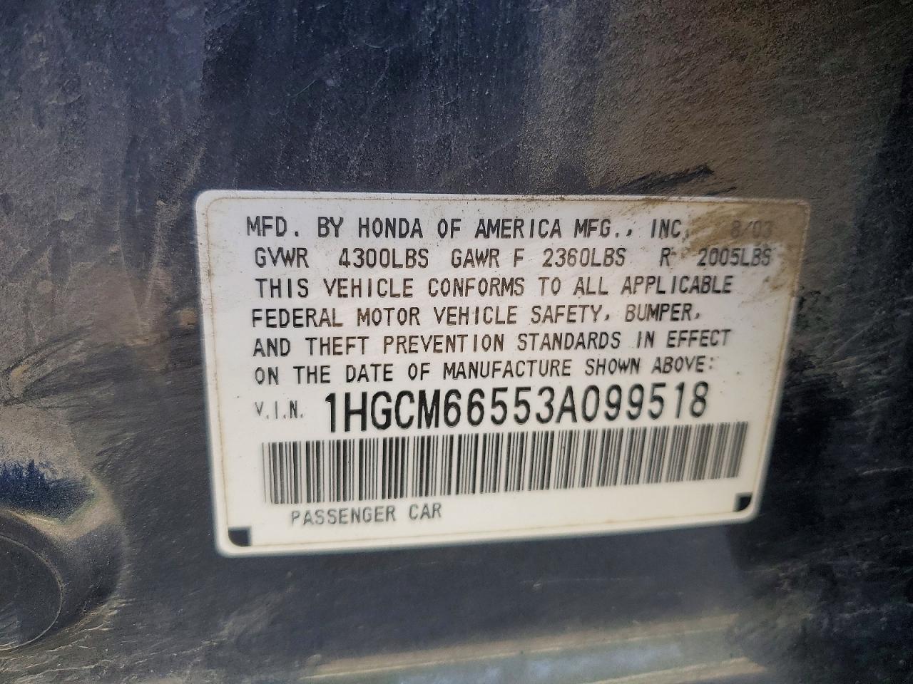 2003 HONDA ACCORD EX photo 25