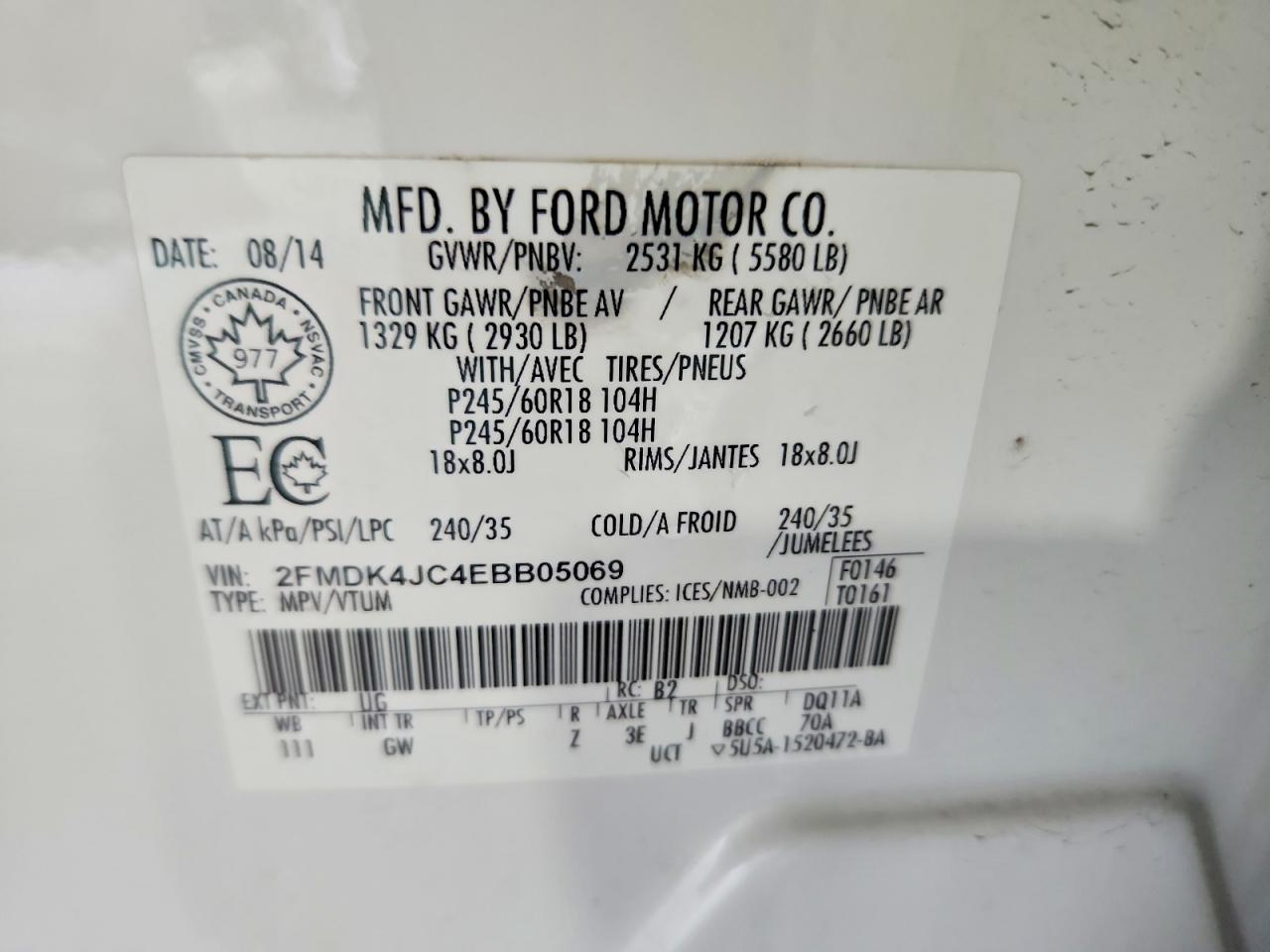 2014 FORD EDGE SEL photo 37