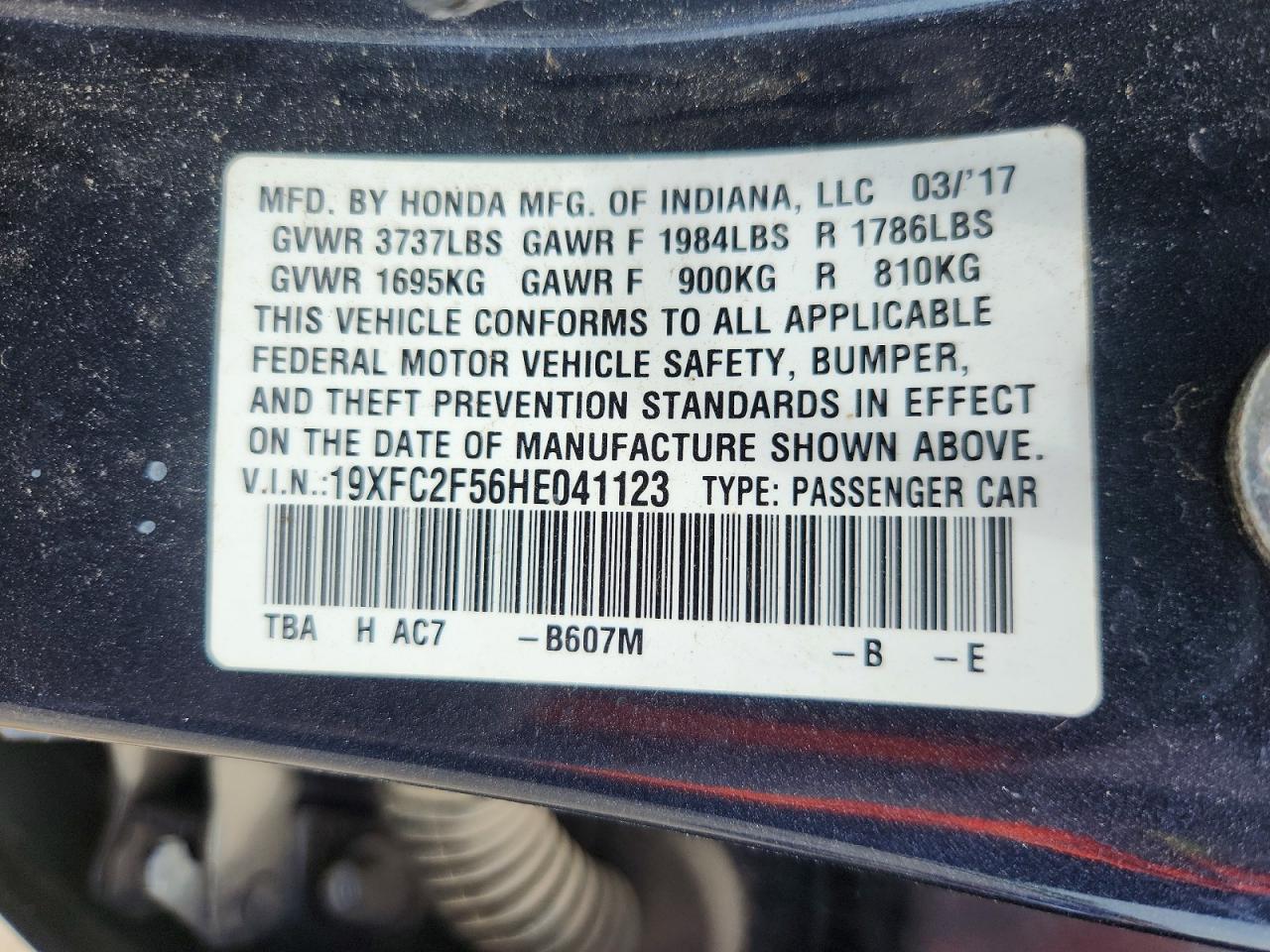 2017 HONDA CIVIC LX photo 37