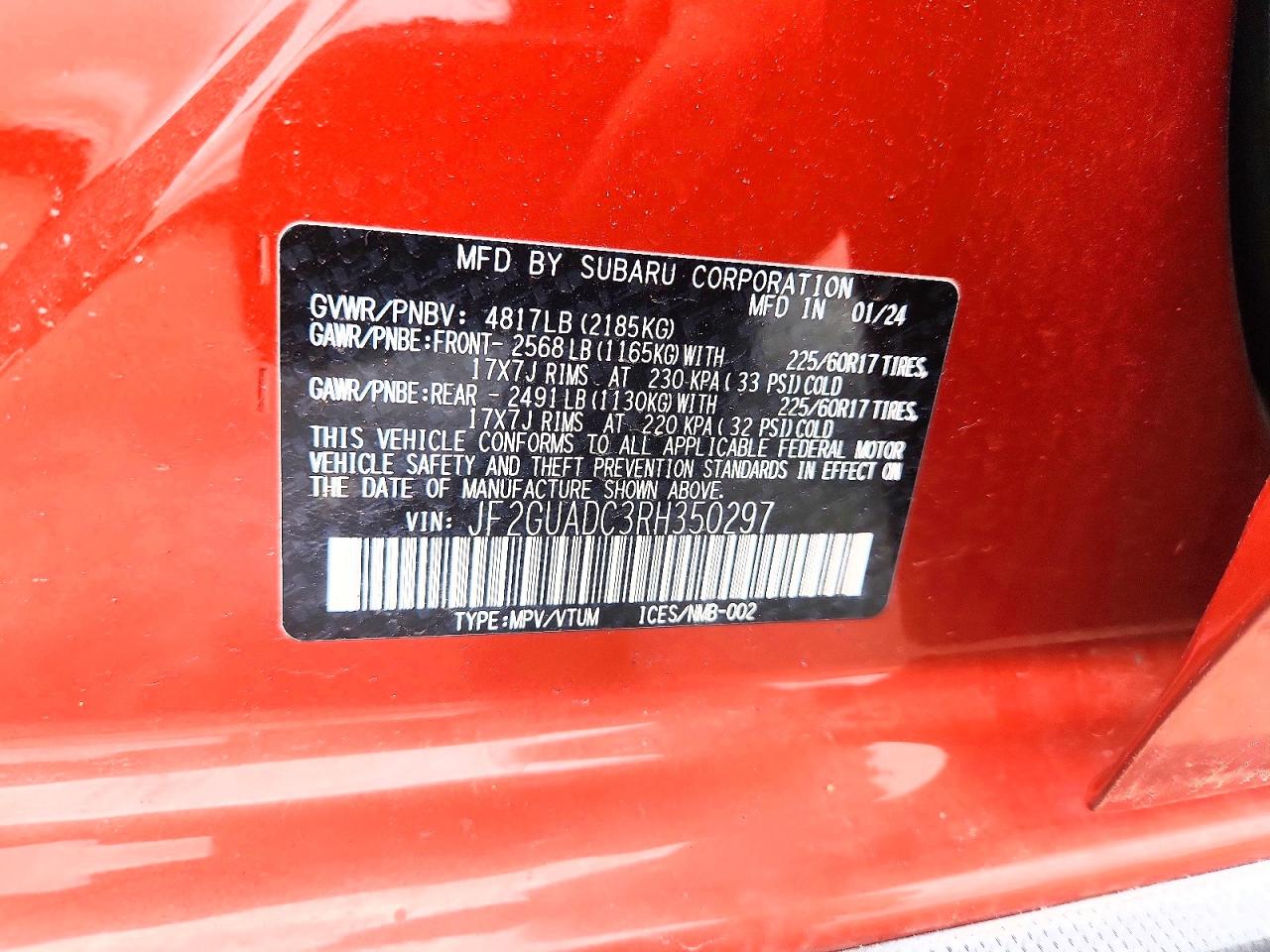 2024 SUBARU CROSSTREK PREMIUM photo 37