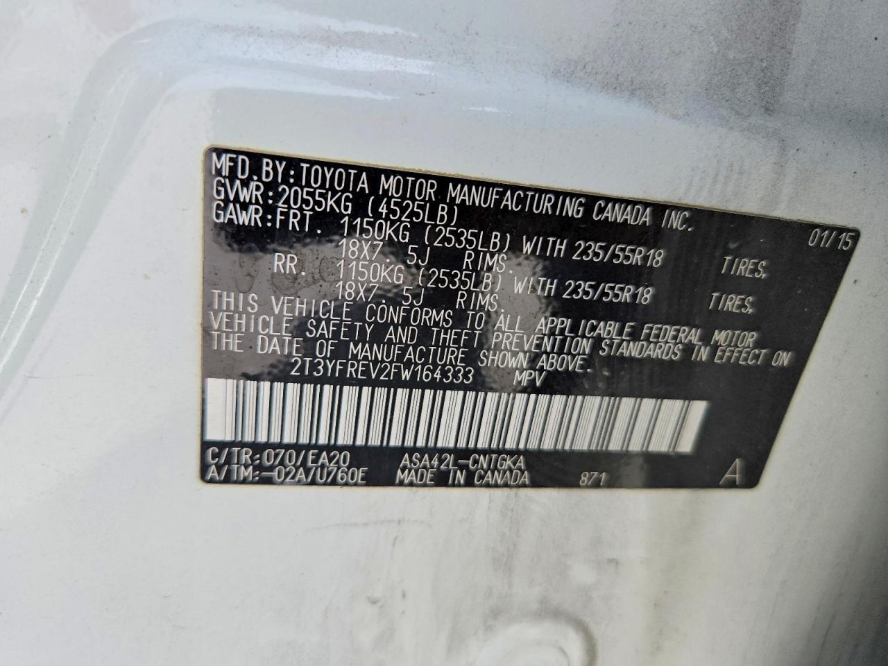 2015 TOYOTA RAV4 LIMITED photo 37
