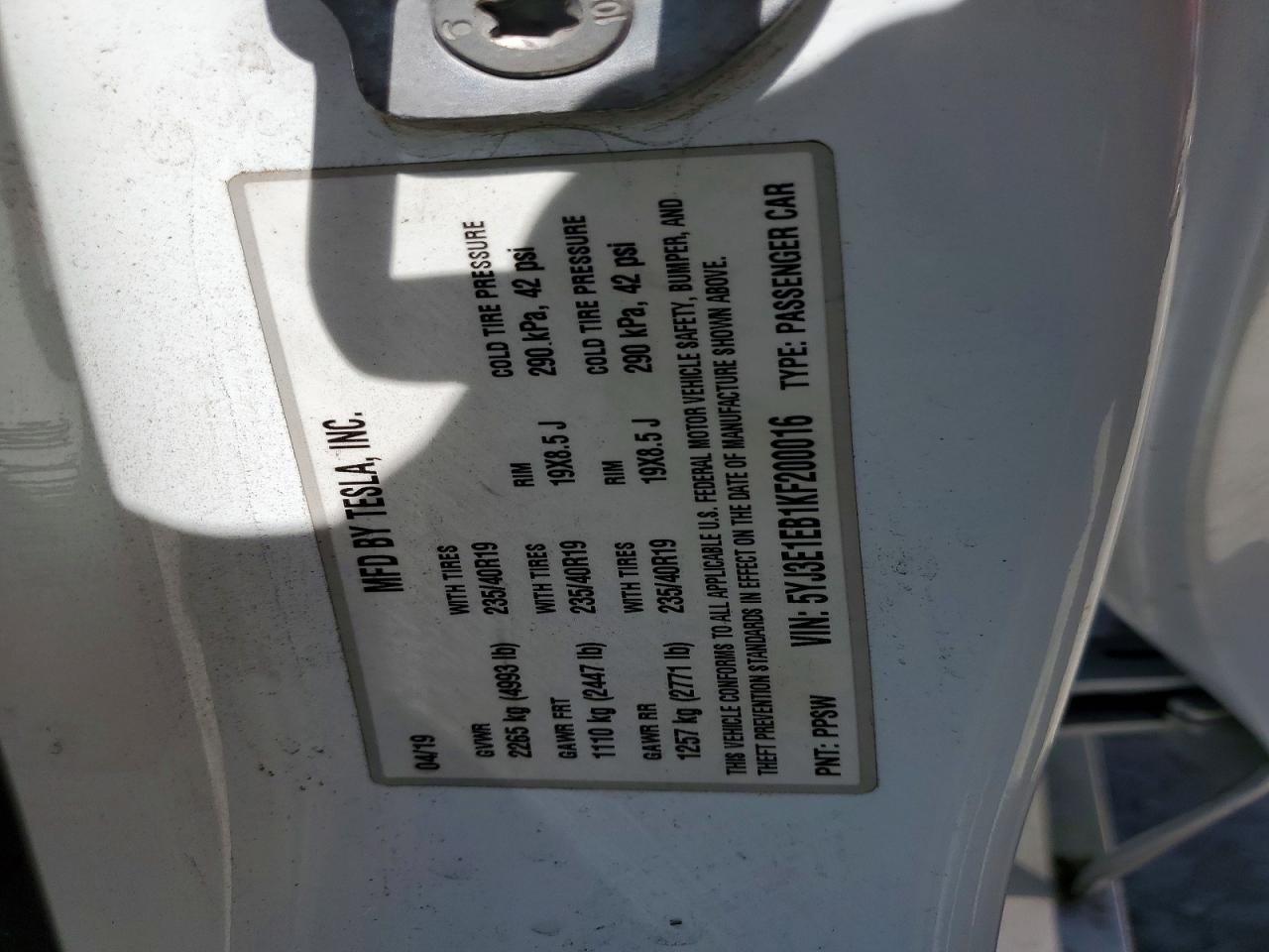 2019 TESLA MODEL 3 photo 23