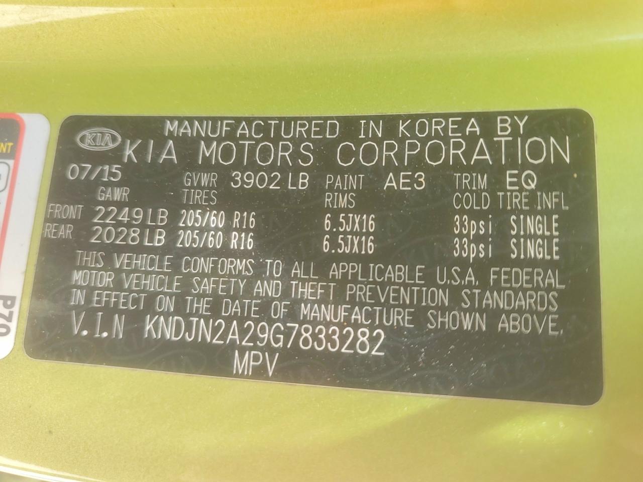 2016 KIA SOUL BASE photo 13