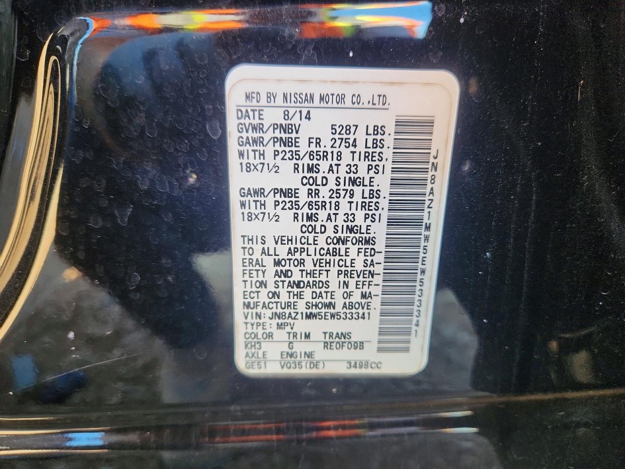 2014 NISSAN MURANO SV photo 25