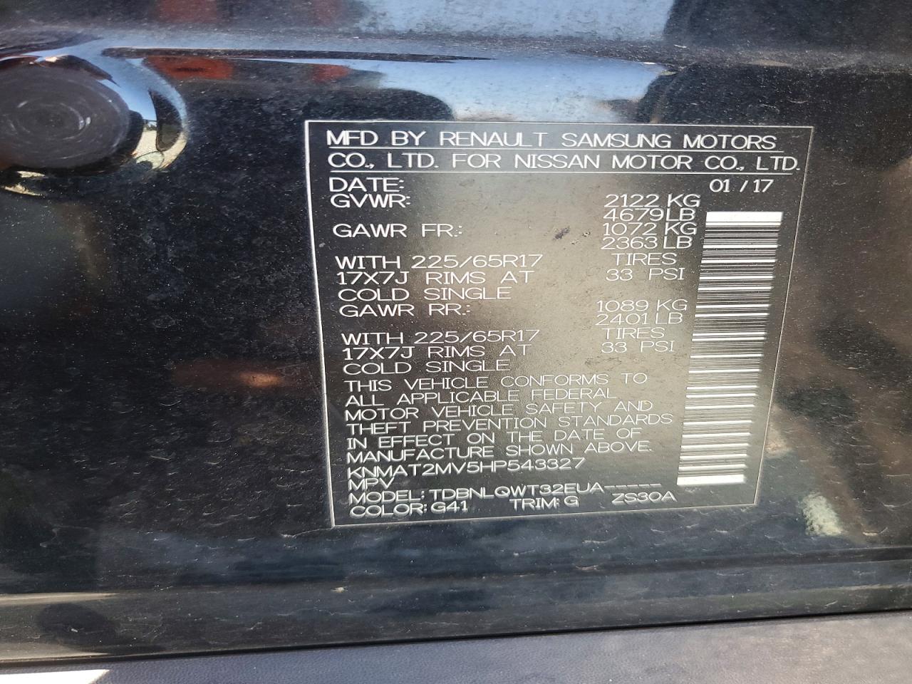 2017 NISSAN ROGUE SV photo 37