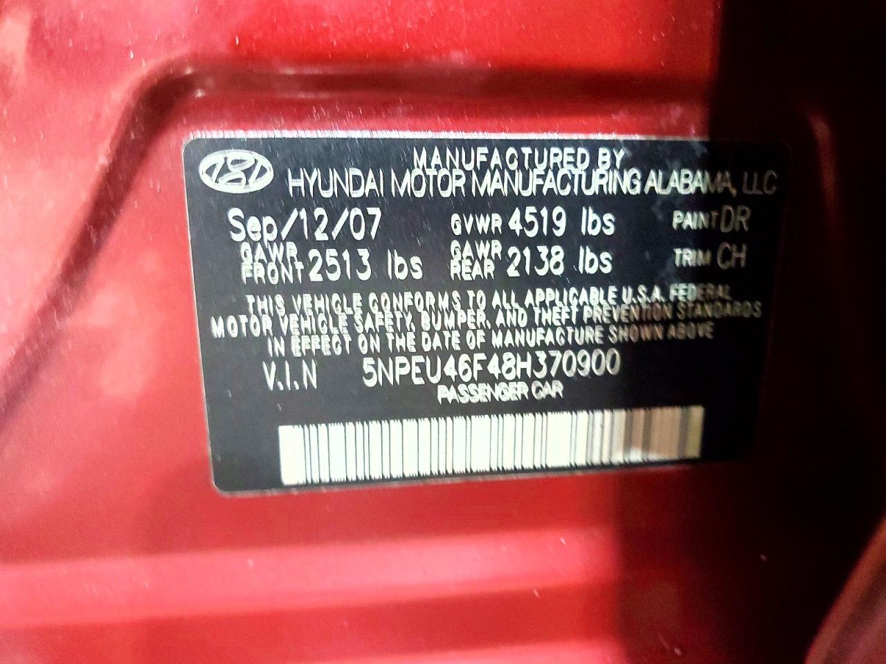 2008 HYUNDAI SONATA SE V6 photo 12