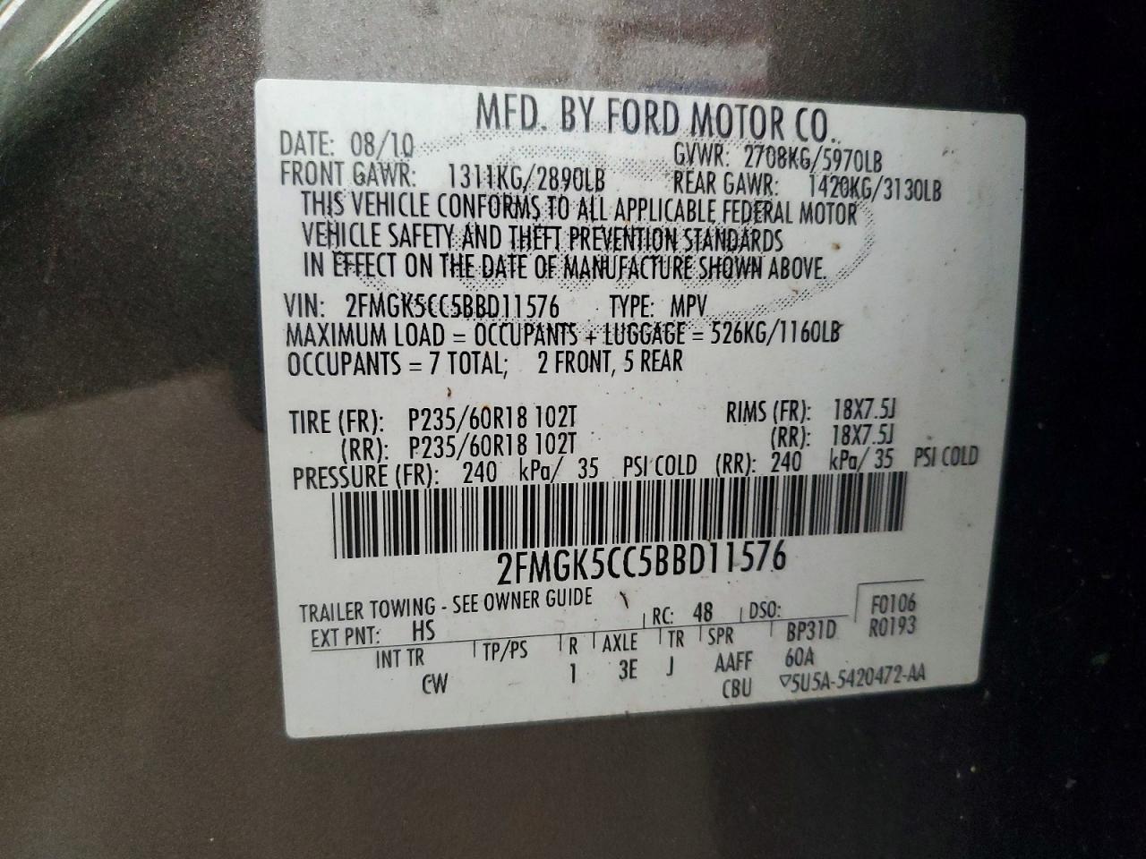 2011 FORD FLEX SEL photo 25