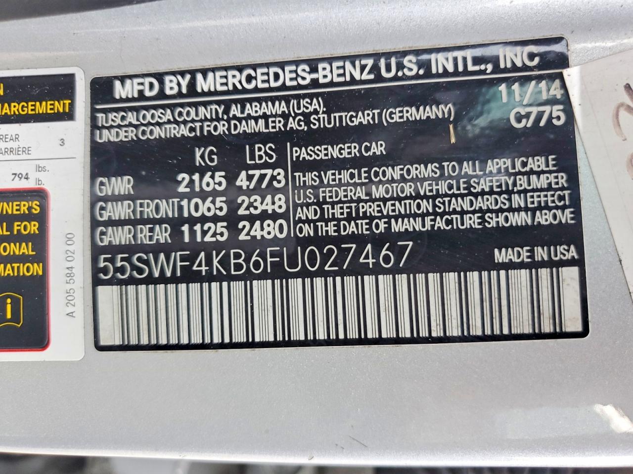2015 MERCEDES-BENZ C 300 4MATIC photo 14