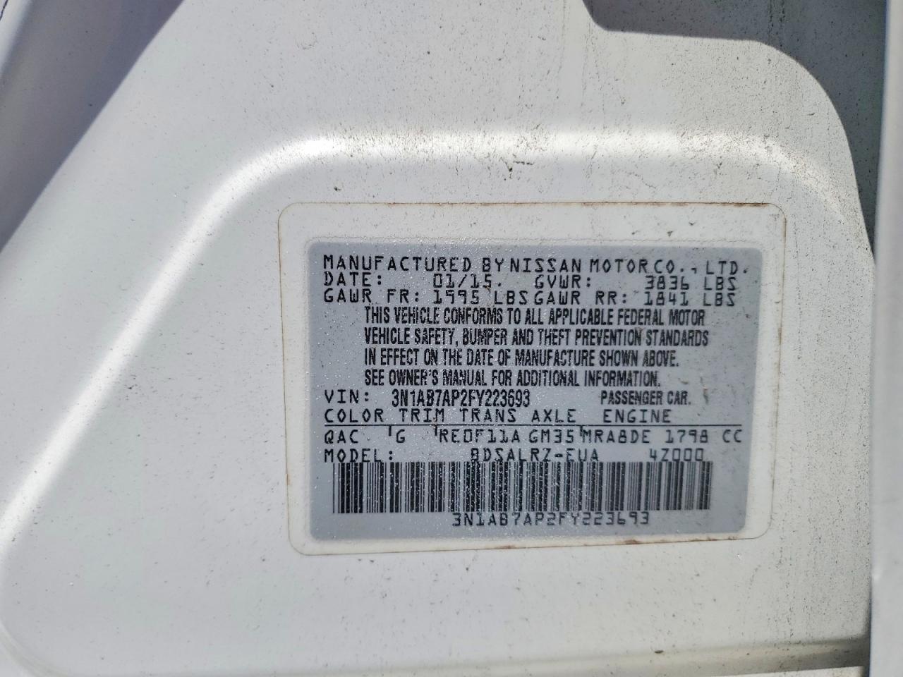 2015 NISSAN SENTRA SR photo 34