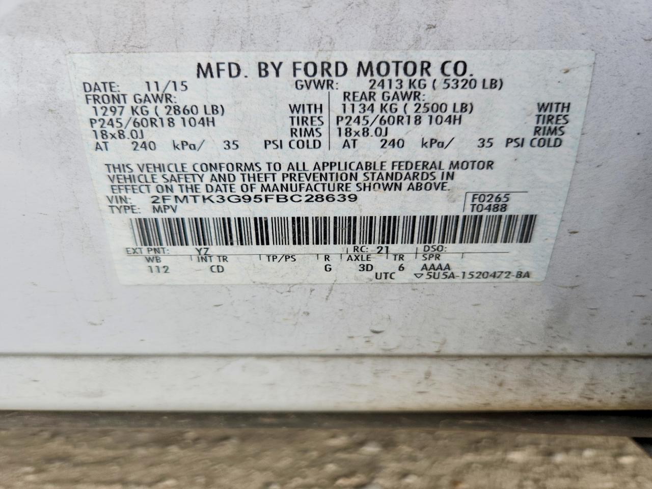2015 FORD EDGE SE photo 40
