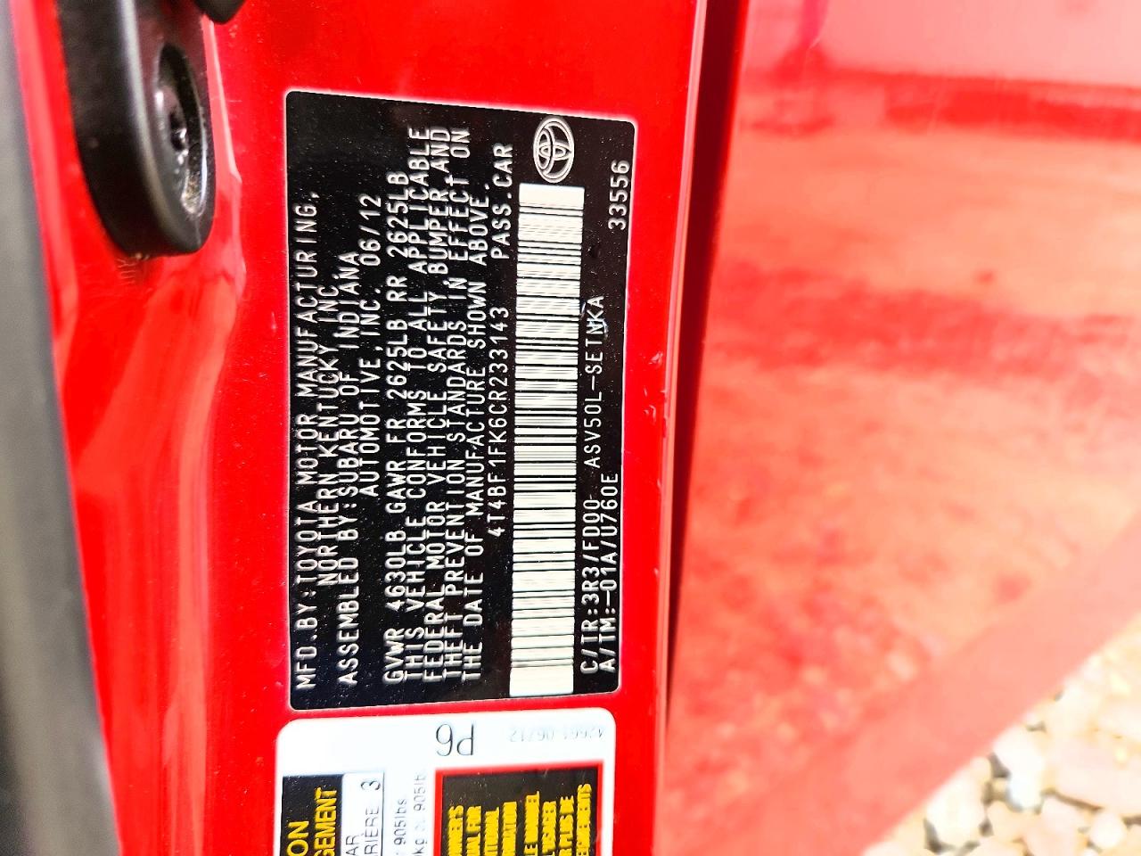 2012 TOYOTA CAMRY LE photo 23