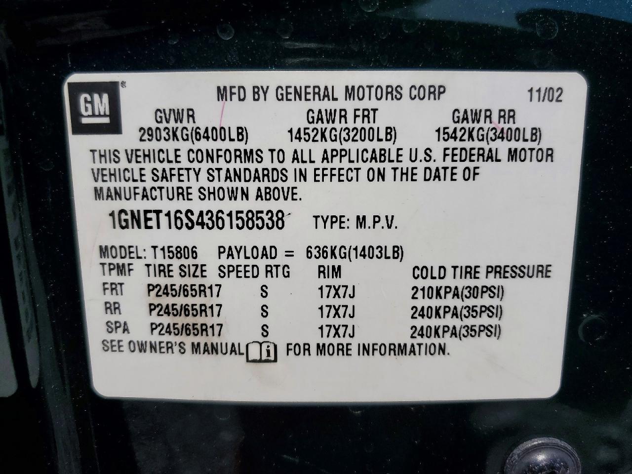 2003 CHEVROLET TRAILBLAZER EXT photo 37