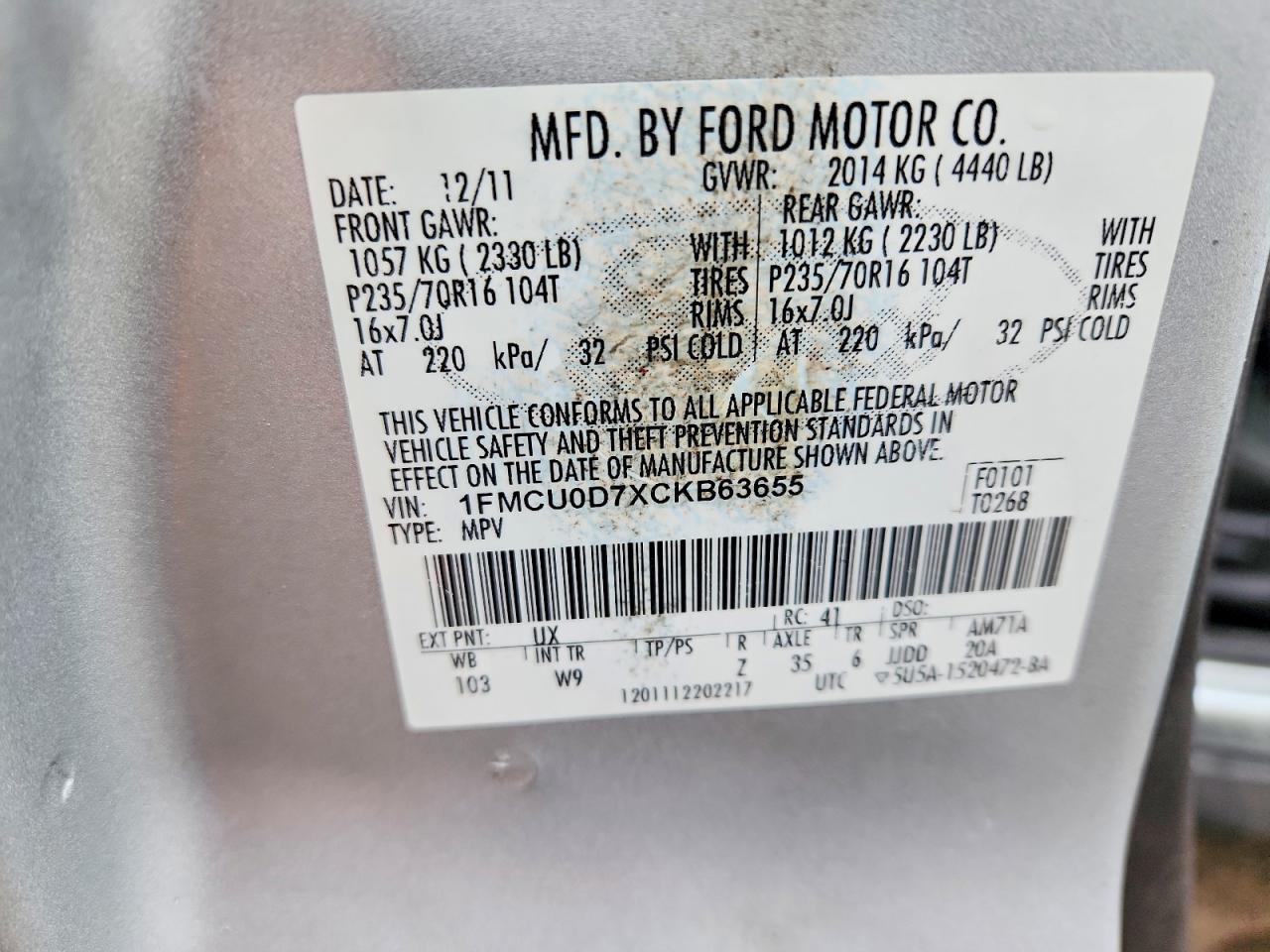 2012 FORD ESCAPE XLT photo 23