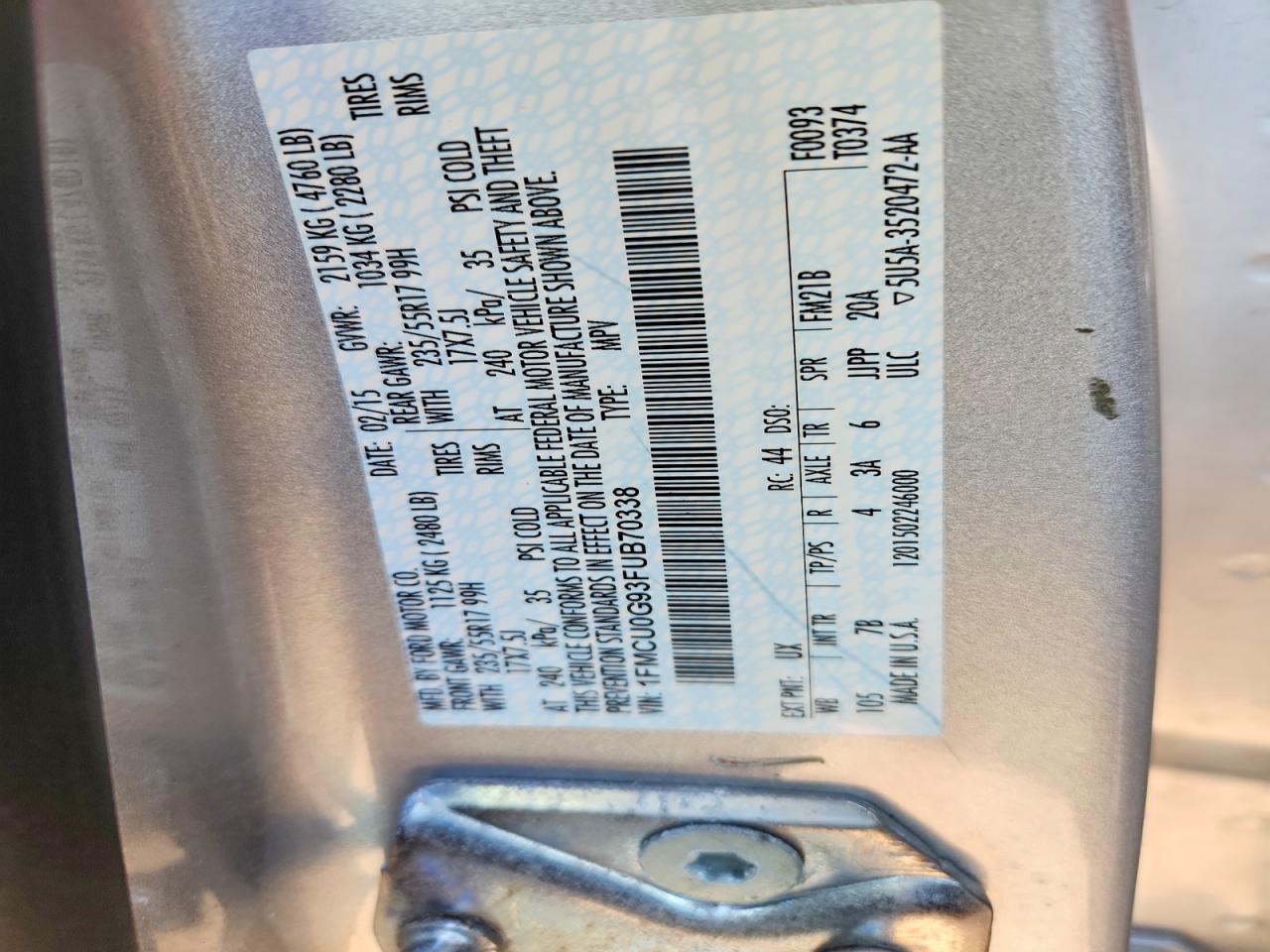 2015 FORD ESCAPE SE photo 23
