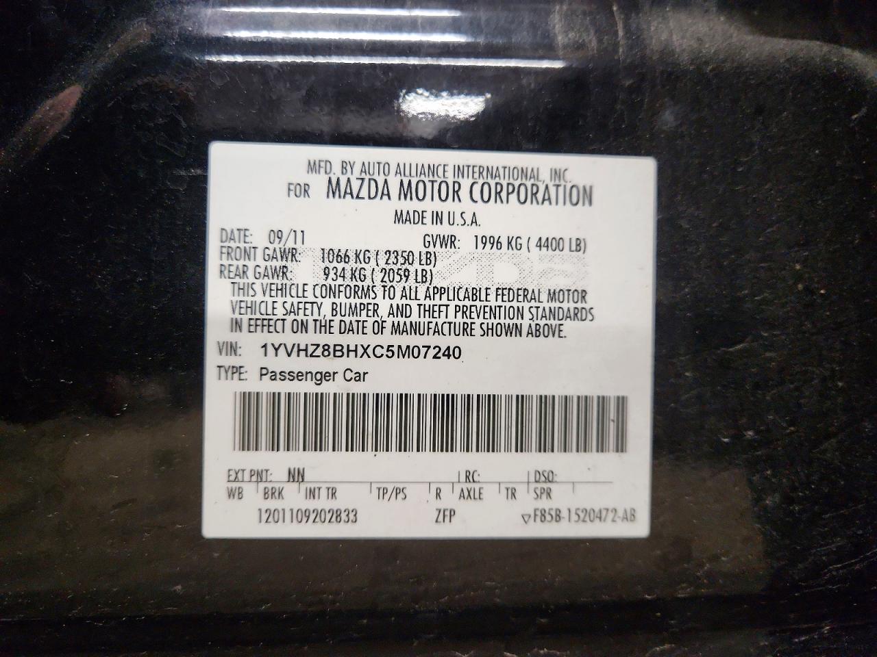 2012 MAZDA 6 I photo 12