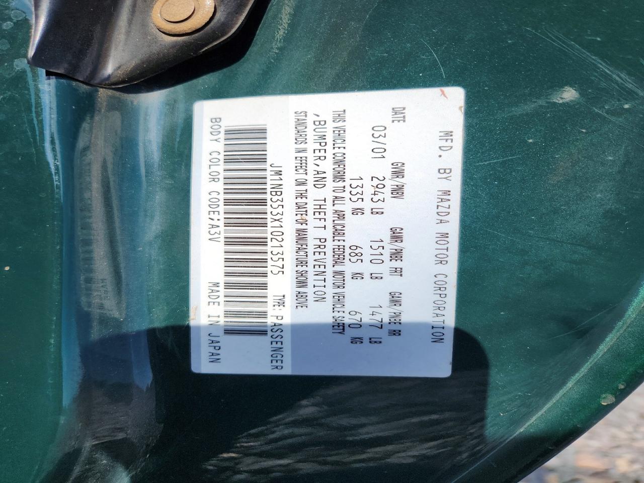2001 MAZDA MX-5 MIATA BASE photo 28