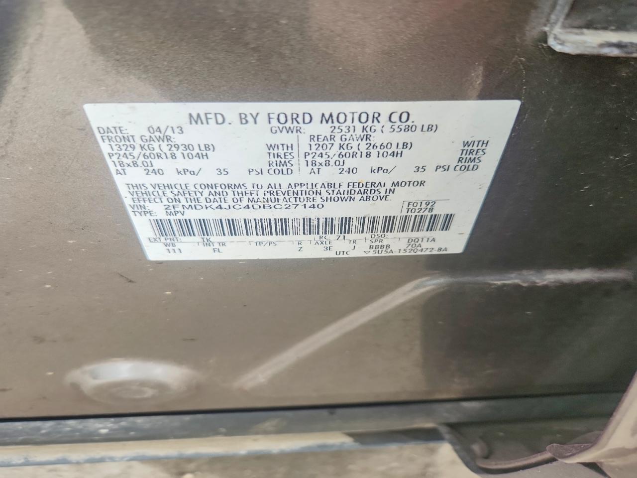 2013 FORD EDGE SEL photo 25