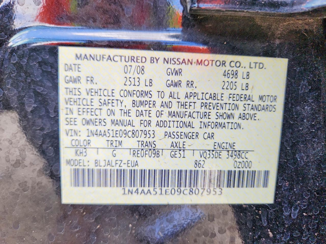 2009 NISSAN MAXIMA 3.5 S photo 23