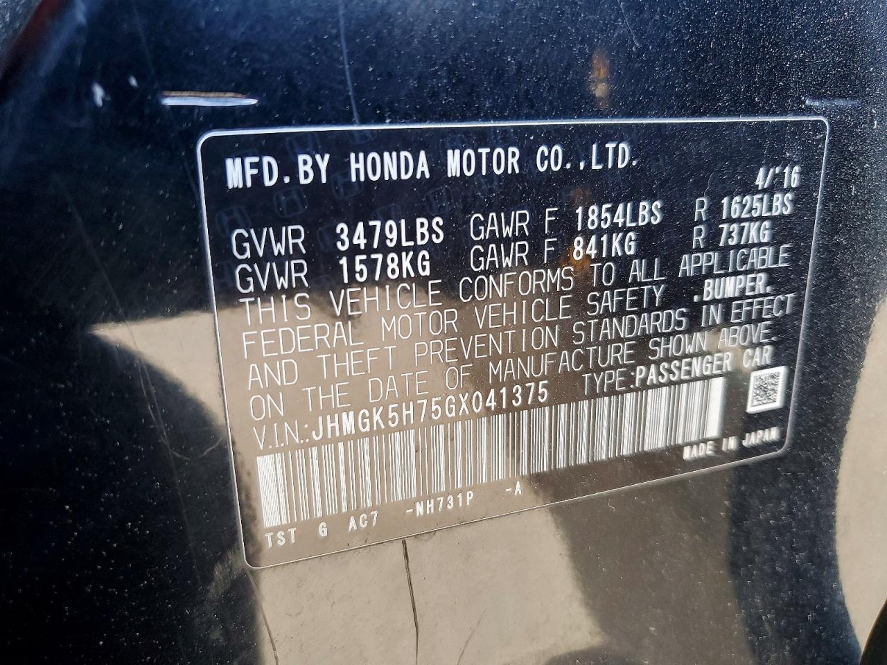 2016 HONDA FIT EX photo 25