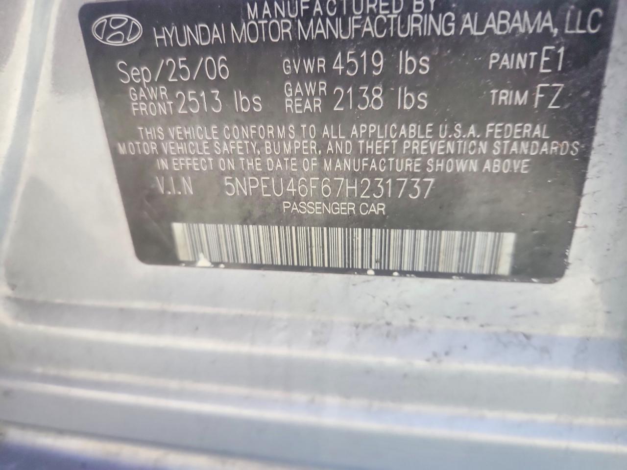2007 HYUNDAI SONATA SE photo 34