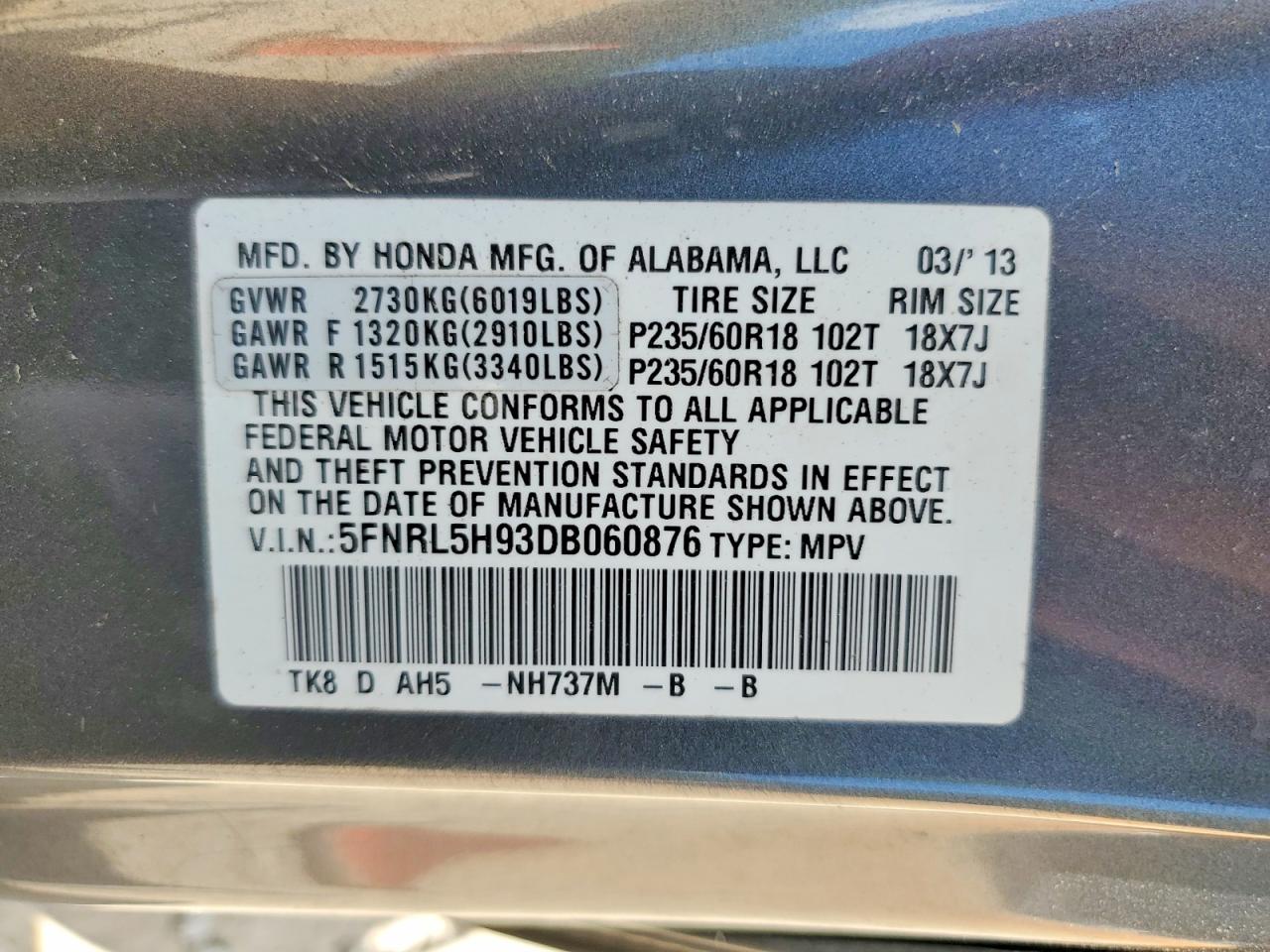 2013 HONDA ODYSSEY TOURING photo 25