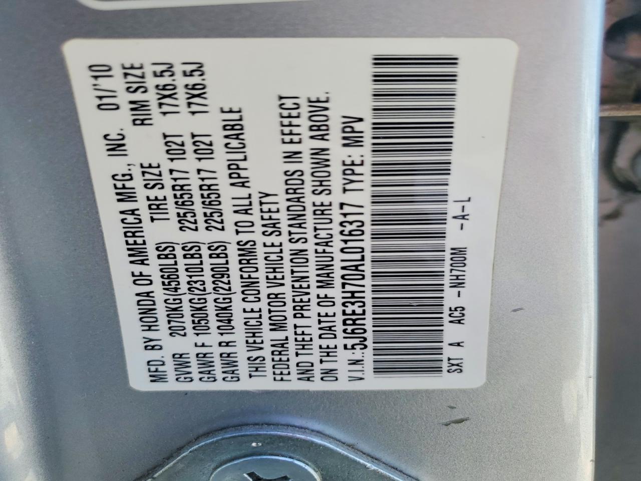 2010 HONDA CR-V EXL photo 13