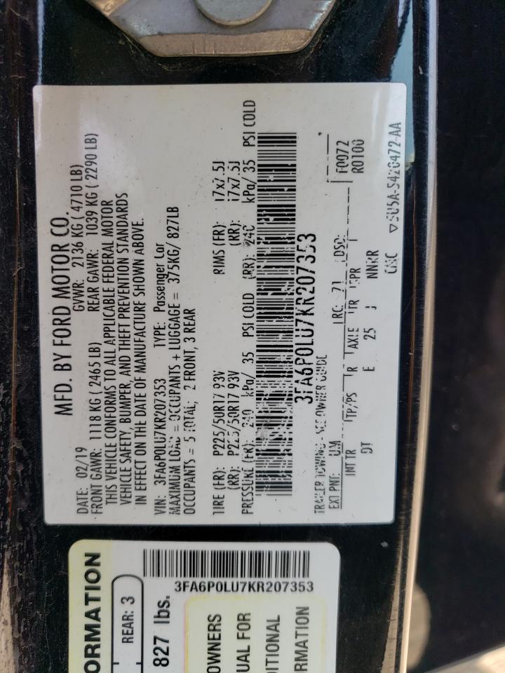 2019 FORD FUSION SE photo 12