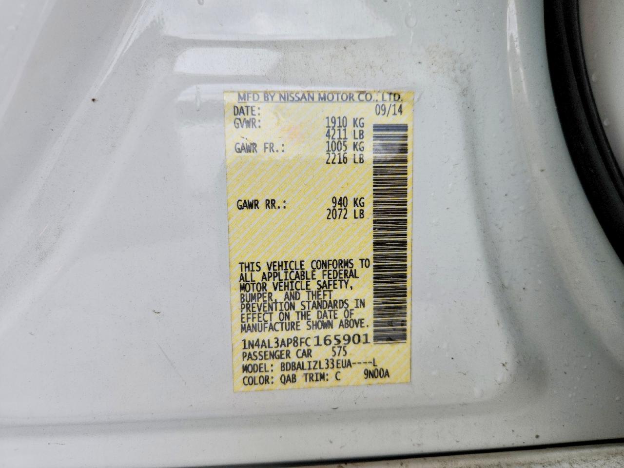 2015 NISSAN ALTIMA 2.5 SV photo 34
