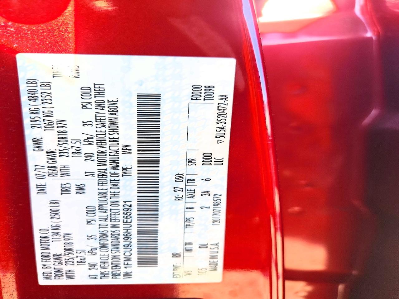2017 FORD ESCAPE TITANIUM photo 40