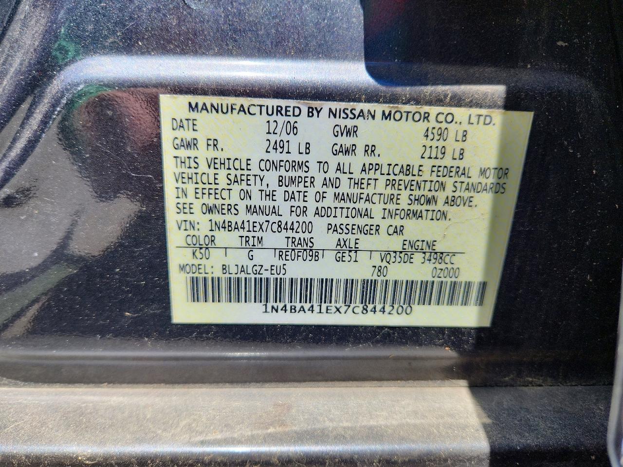 2007 NISSAN MAXIMA 3.5 SE photo 23