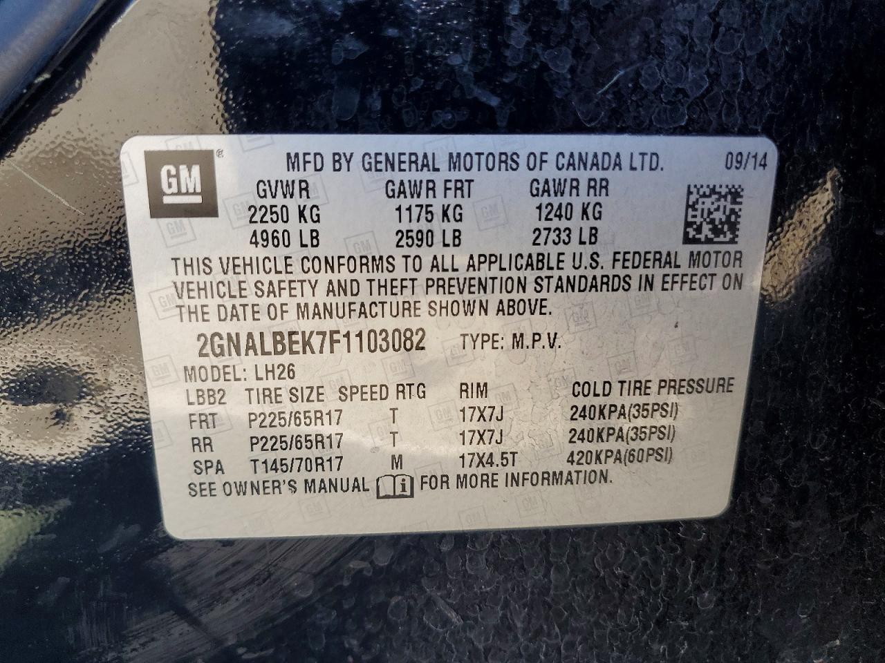 2015 CHEVROLET EQUINOX LT photo 25