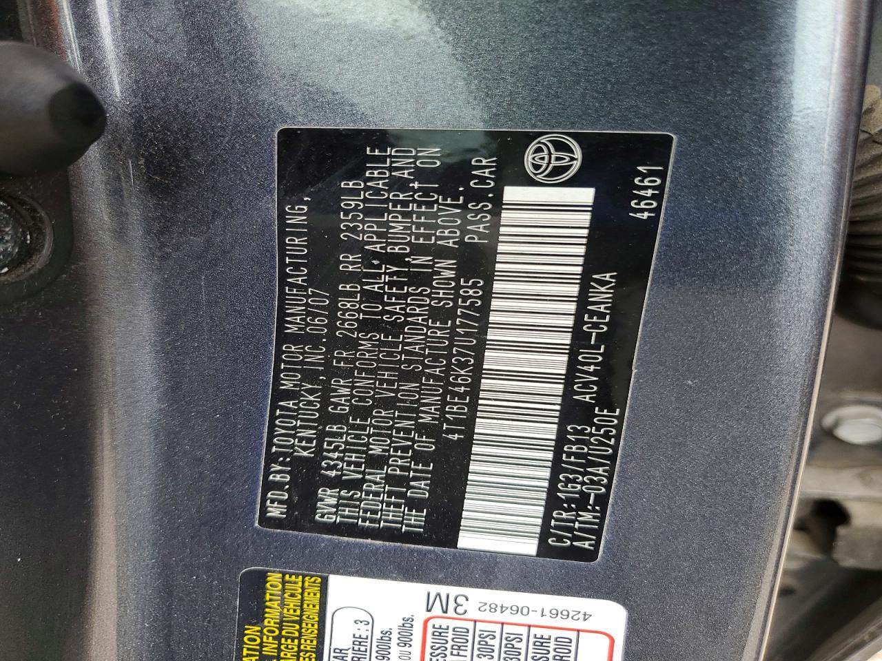 2007 TOYOTA CAMRY LE photo 34