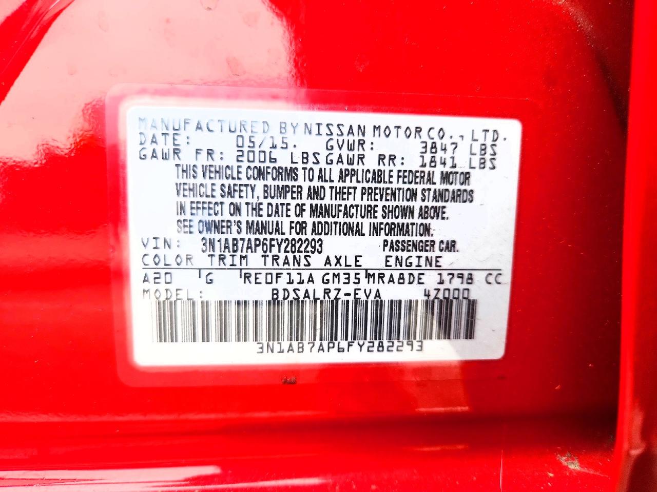 2015 NISSAN SENTRA SR photo 13