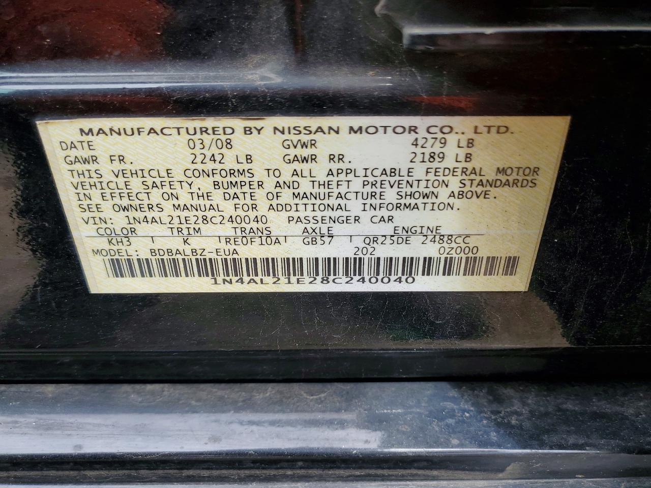 2008 NISSAN ALTIMA 2.5 photo 13