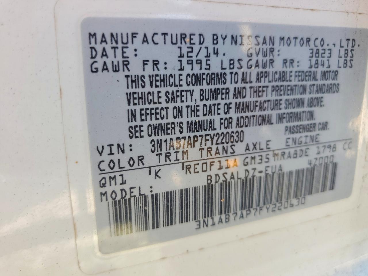 2015 NISSAN SENTRA SV photo 23