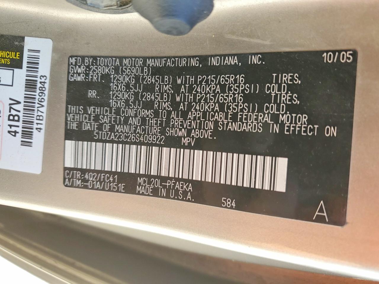 2006 TOYOTA SIENNA LE 7 PASSENGER photo 13