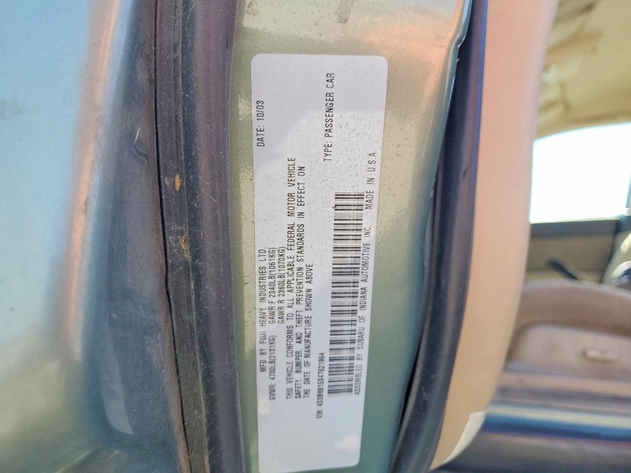 2004 SUBARU LEGACY OUTBACK H6 3.0 SPECIAL photo 12