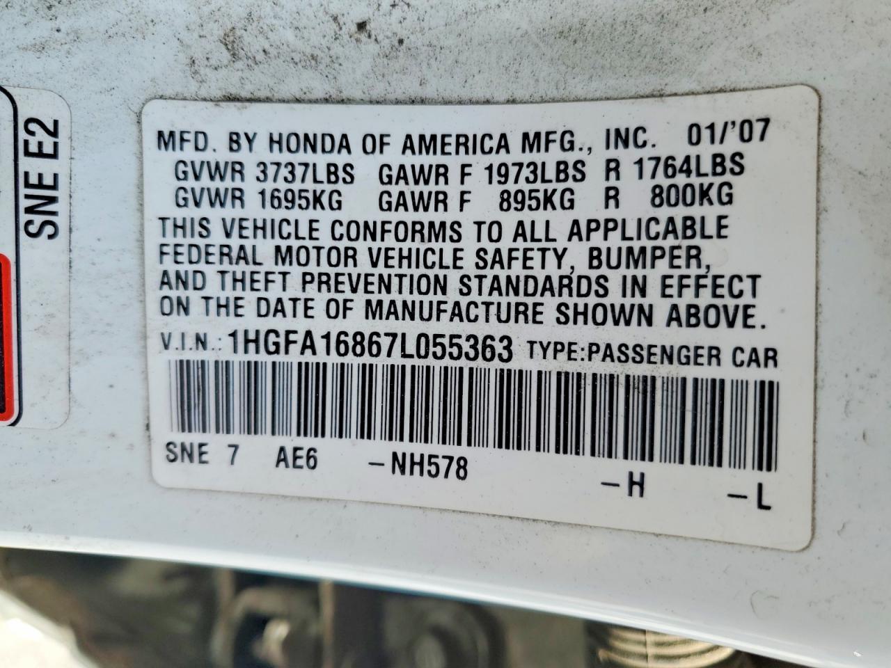 2007 HONDA CIVIC EX photo 25