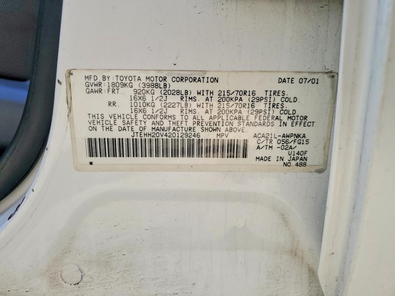 2002 TOYOTA RAV4 BASE photo 34