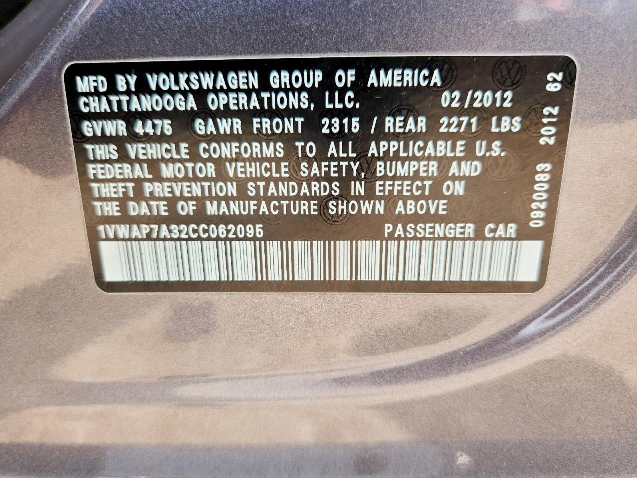 2012 VOLKSWAGEN PASSAT S photo 23