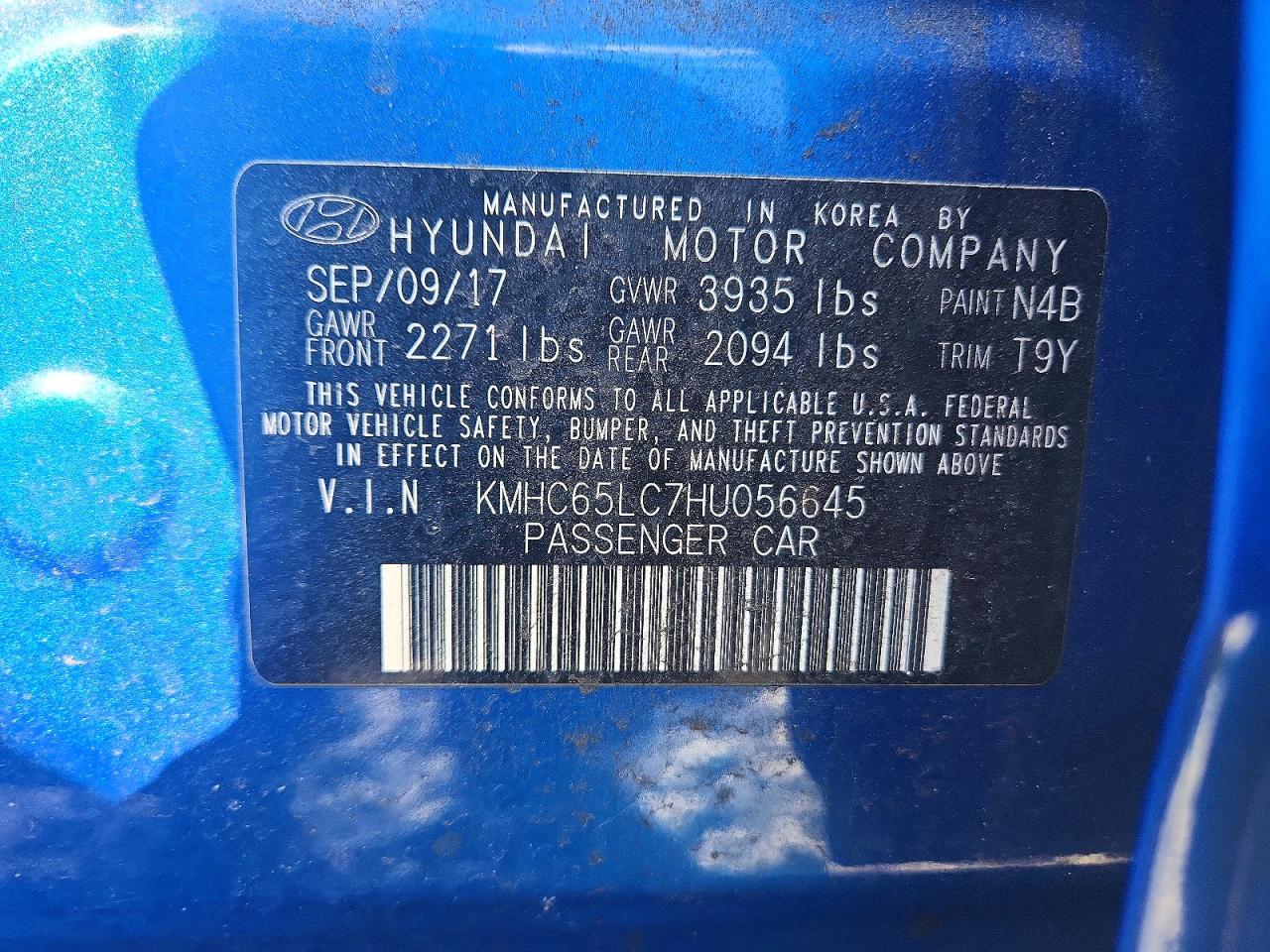 2017 HYUNDAI IONIQ BLUE photo 23