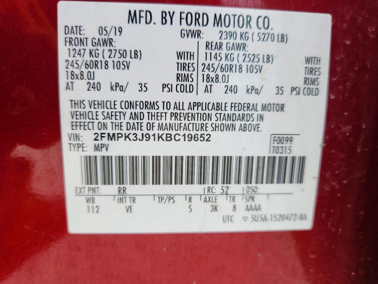 2019 FORD EDGE SEL photo 34