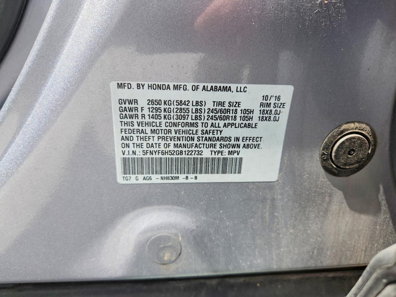 2016 HONDA PILOT EXL photo 34