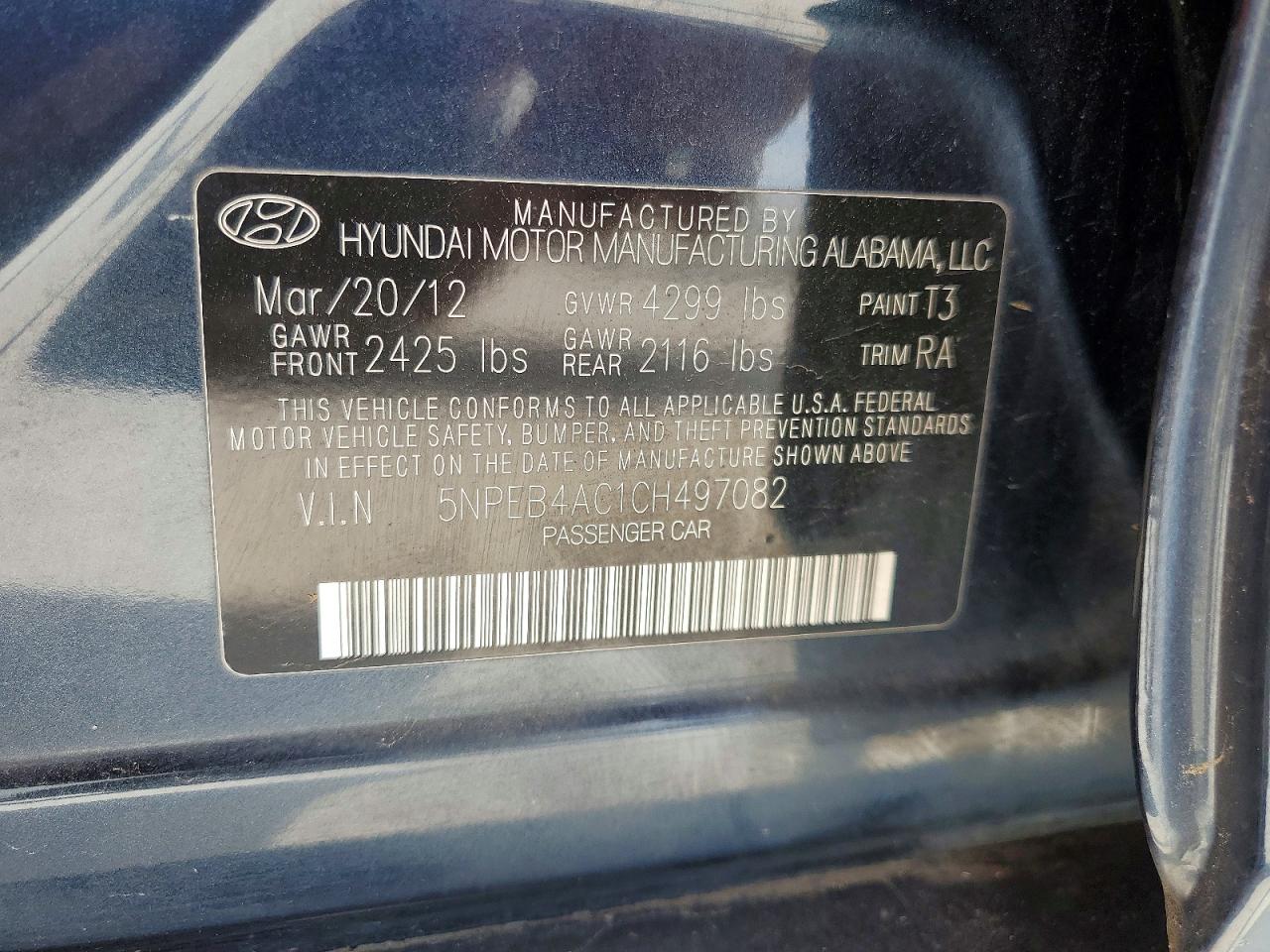 2012 HYUNDAI SONATA GLS photo 25