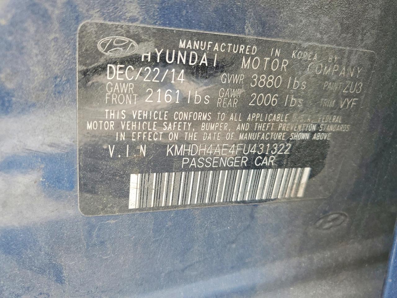 2015 HYUNDAI ELANTRA SE photo 23