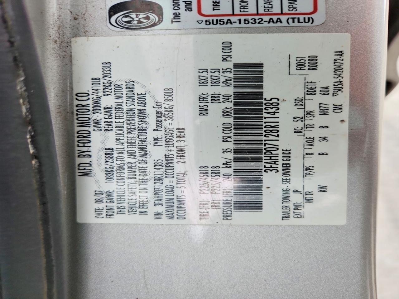 2008 FORD FUSION SE photo 37