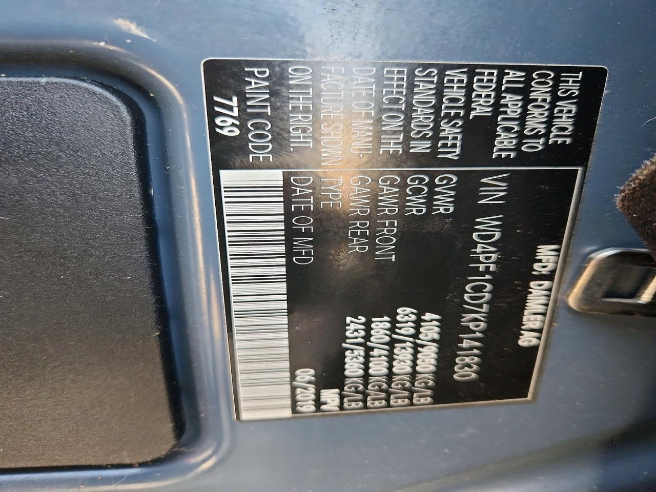 2019 MERCEDES BENZ SPRINTER 2500 DELIVERY VAN photo 10