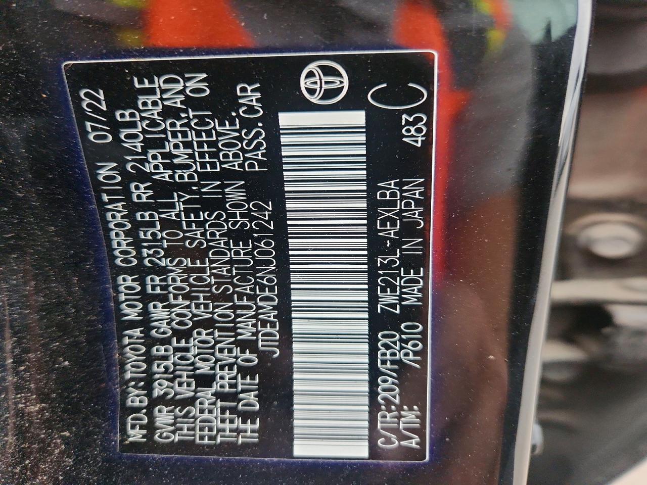 2022 TOYOTA COROLLA LE photo 23